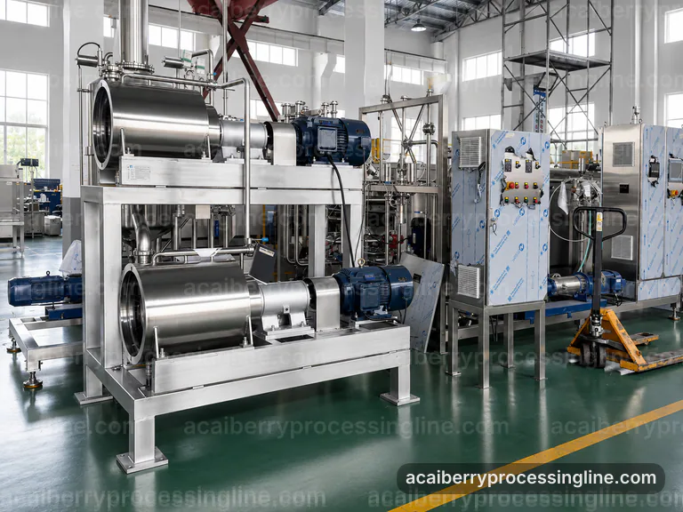 industrial acai berry processing line, common buyer questions: seed tolerant pulper connection view