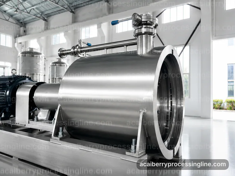 industrial acai berry processing line, process scope and configuration: pulping with seed separation section connection view