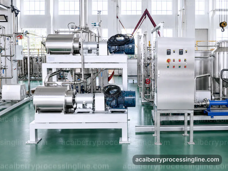 industrial acai berry processing line, installation and maintenance: pulping with seed separation section connection view