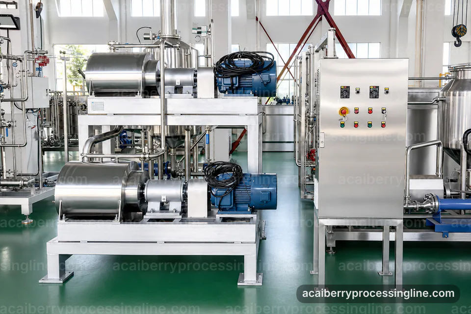 industrial acai berry processing line, installation and maintenance: seed tolerant pulper operating stage