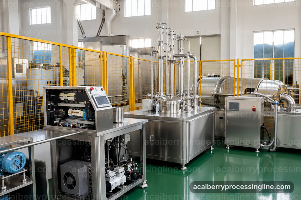industrial acai berry processing line, applied process engineering: seed tolerant pulper operating stage