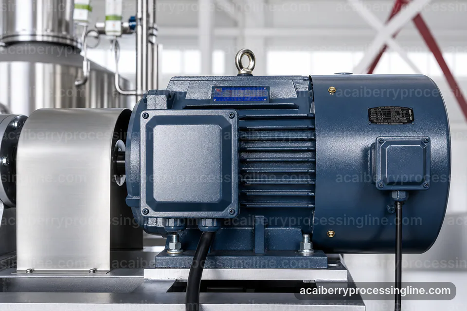 industrial acai berry processing line, process sequence: pulping with seed separation section operating stage