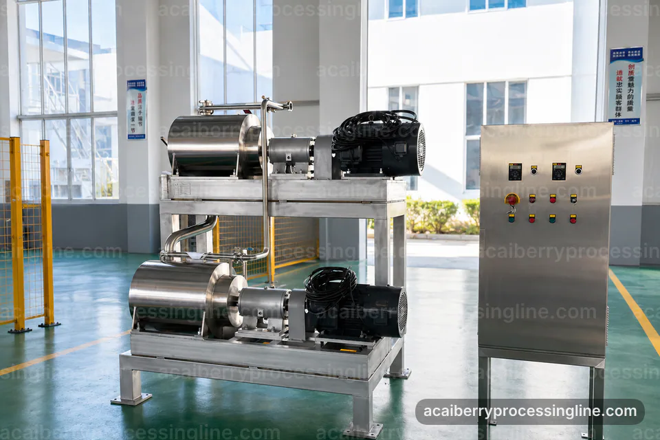 industrial acai berry processing line, selection criteria: pulping with seed separation section operating stage