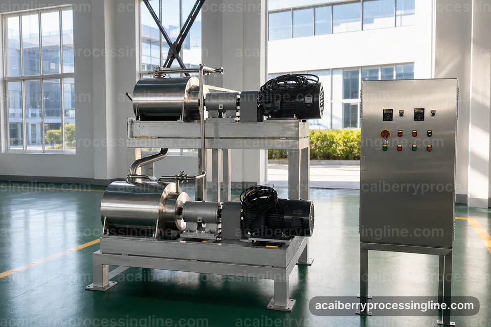 industrial acai berry processing line, performance troubleshooting: pulping with seed separation section operating stage
