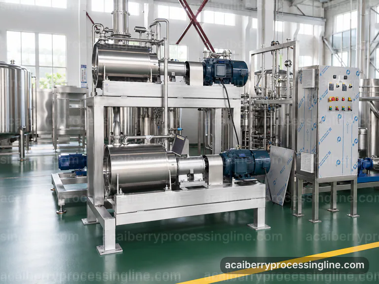 industrial acai berry processing line, configuration options: seed tolerant pulper connection view