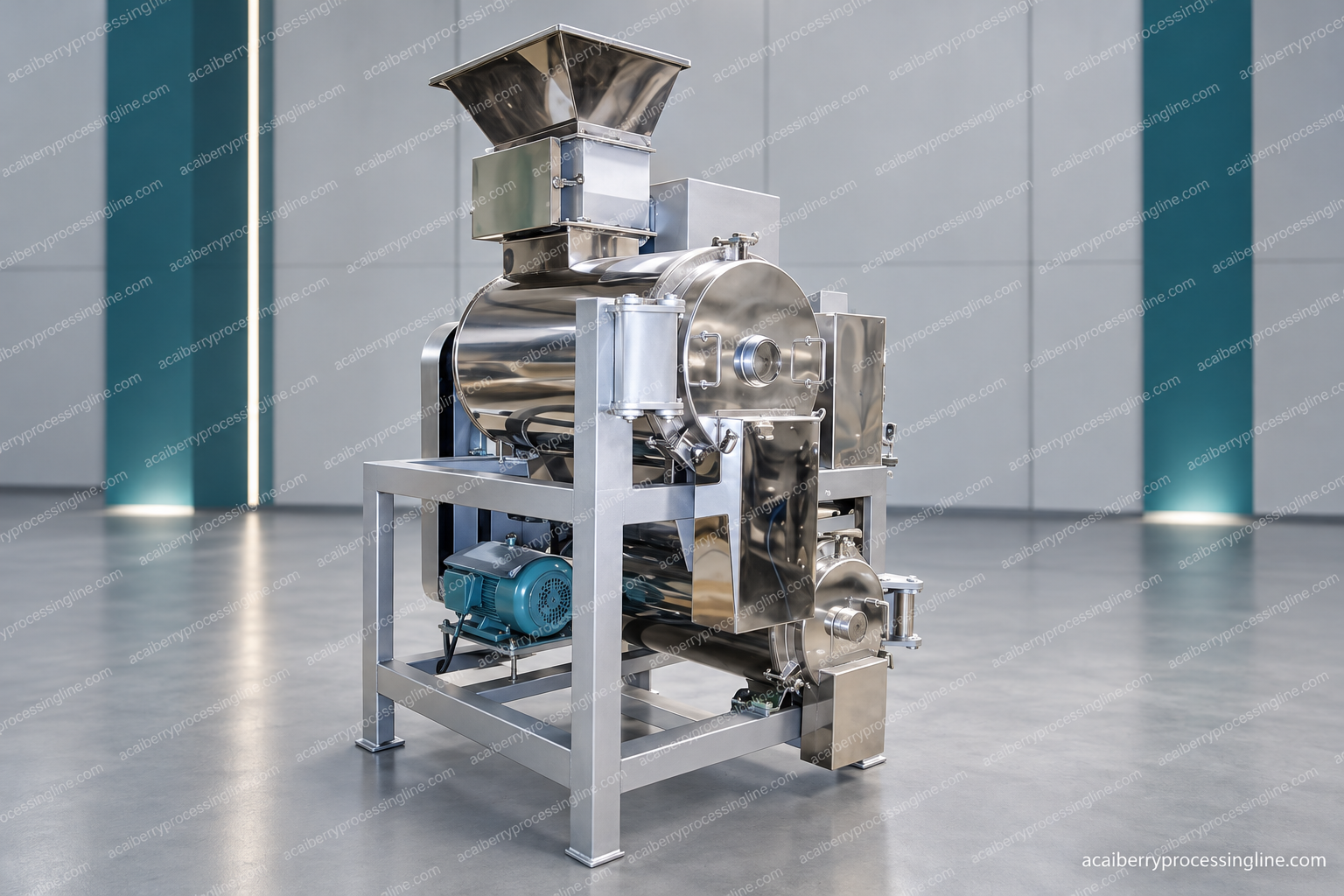Mango peeling, destoning and pulping equipment reference from an actual source photograph, with full-site watermark